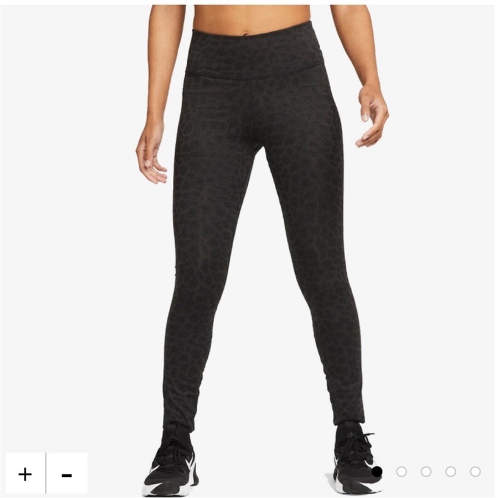 Women's One Dri-Fit Glitter Shimmer Leopard Mid-Rise Tight Leggings Medium